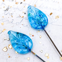 Load image into Gallery viewer, Beautiful Blue Rita Leaf Head Pin Pair