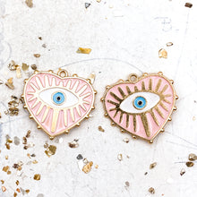 Load image into Gallery viewer, Light Pink Evil Eye Charm Pair
