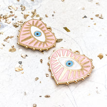 Load image into Gallery viewer, Light Pink Evil Eye Charm Pair
