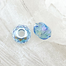 Load image into Gallery viewer, 8mm Aquamarine Shimmer Premium Austrian Crystal Large Hole Roller Pair
