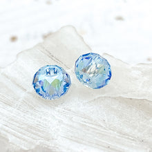 Load image into Gallery viewer, 8mm Aquamarine Shimmer Premium Austrian Crystal Large Hole Roller Pair
