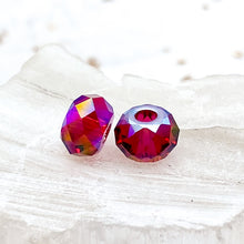 Load image into Gallery viewer, 8mm Scarlet Shimmer Premium Austrian Crystal Large Hole Roller Pair
