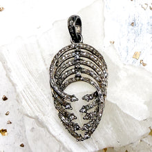 Load image into Gallery viewer, Silver Diamond-Studded Leaf Pendant
