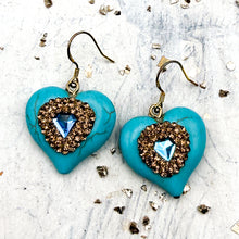 Load image into Gallery viewer, Turquoise Heart Earrings
