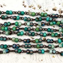 Load image into Gallery viewer, Totally Teal Czech Bead Chain - 1 foot
