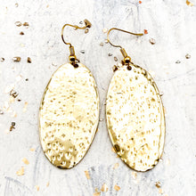 Load image into Gallery viewer, Brass African Earrings - Textured Oval
