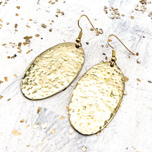 Load image into Gallery viewer, Brass African Earrings - Textured Oval
