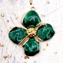 Load image into Gallery viewer, Gold-Plated Green Flower Pendant
