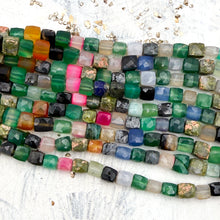 Load image into Gallery viewer, Mixed Gemstone Cube Bead Strand
