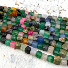 Load image into Gallery viewer, Mixed Gemstone Cube Bead Strand
