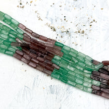 Load image into Gallery viewer, Green and Strawberry Quartz Tube Gemstone Bead Strand
