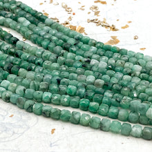 Load image into Gallery viewer, Emerald Cube Gemstone Bead Strand
