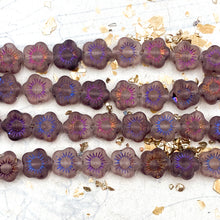 Load image into Gallery viewer, Transparent Mauve Rainbow Flower Czech Bead Strand
