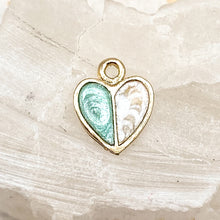 Load image into Gallery viewer, Golden/Teal Divided Heart Charm
