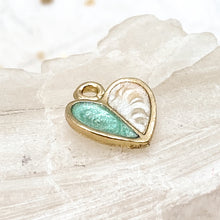 Load image into Gallery viewer, Golden/Teal Divided Heart Charm
