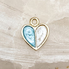 Load image into Gallery viewer, Golden/Blue Divided Heart Charm
