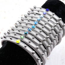 Load image into Gallery viewer, Slim, Stretchy, and Silver Women's Bracelet-Cool Colors
