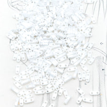 Load image into Gallery viewer, White Opaque Luster Quarter Tila Beads
