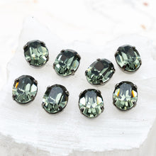 Load image into Gallery viewer, 8mm Irnite Green Oval Sew on Stones with 2 Holes - 8 pcs
