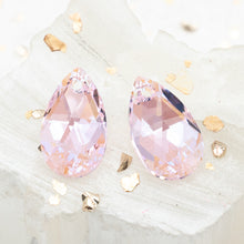 Load image into Gallery viewer, Discontinued! - 16mm Rosaline Shimmer Pear-Shaped Premium Crystal Pendant Pair
