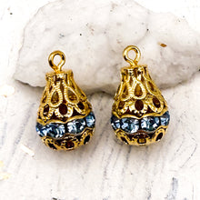 Load image into Gallery viewer, Gold and Light Blue Bell Charm Pair
