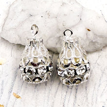 Load image into Gallery viewer, Silver and Crystal Bell Charm Pair

