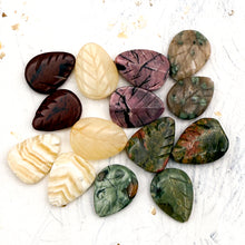 Load image into Gallery viewer, Colored Carved Leaves Gemstone Bead Set-7 pairs
