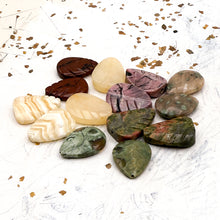 Load image into Gallery viewer, Colored Carved Leaves Gemstone Bead Set-7 pairs
