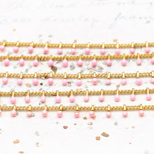Load image into Gallery viewer, Misty Rose Enameled Paddles on Curb Chain - 1 Foot
