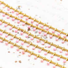 Load image into Gallery viewer, Misty Rose Enameled Paddles on Curb Chain - 1 Foot
