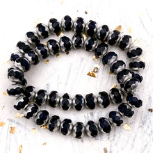 Load image into Gallery viewer, 7x5mm Rondelle Navy with Silver Finish Bead Strand
