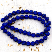 Load image into Gallery viewer, 6mm Melon Matte Indigo with Brown Wash Bead Strand
