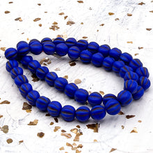 Load image into Gallery viewer, 6mm Melon Matte Indigo with Brown Wash Bead Strand
