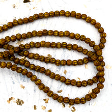 Load image into Gallery viewer, Pre-Order 3mm Melon Yellow Gold with a Brown Wash Bead Strand
