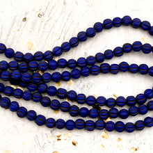 Load image into Gallery viewer, 4mm Melon Matte Indigo with Brown Wash Bead Strand
