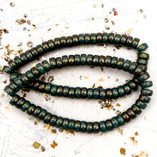 Load image into Gallery viewer, 3x6mm Tiffany Green with Bronze Finish Heishi Bead Strand
