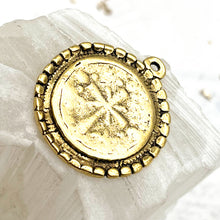 Load image into Gallery viewer, Antique Gold Dotted Ancient Circle Cross Charm
