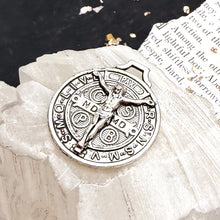 Load image into Gallery viewer, St. Benedict Crucifix Antique Silver Charm
