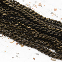 Load image into Gallery viewer, Antique Brass Flattened Curb Chain - 1 Foot
