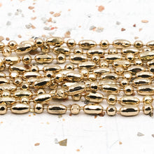 Load image into Gallery viewer, Electroplated Gold Faceted Ball and Rice Chain - 1 Foot

