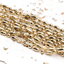 Load image into Gallery viewer, Electroplated Gold Faceted Ball and Rice Chain - 1 Foot
