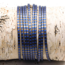 Load image into Gallery viewer, 3mm Blue and Bronze Striped Leather - 12"
