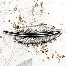 Load image into Gallery viewer, Antique Silver-Plated Feather Pendant with Connectors
