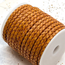 Load image into Gallery viewer, 5mm Natural Medium Brown Braided Leather
