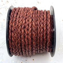 Load image into Gallery viewer, 4mm Round Natural Red Brown Braided Leather
