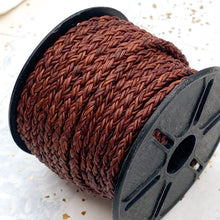 Load image into Gallery viewer, 4mm Round Natural Red Brown Braided Leather

