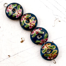 Load image into Gallery viewer, Blue Floral Cloisonne Bead Set (4pcs)
