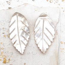 Load image into Gallery viewer, Light Pink Shimmer/White Shimmer Reversible Leaf Pendant Pair
