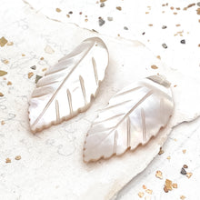 Load image into Gallery viewer, Light Pink Shimmer/White Shimmer Reversible Leaf Pendant Pair
