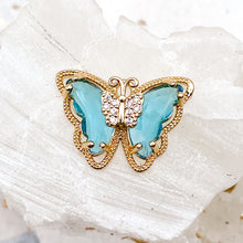 Load image into Gallery viewer, Sky Blue Micro Pave Cubic Zirconia Butterfly Charm
